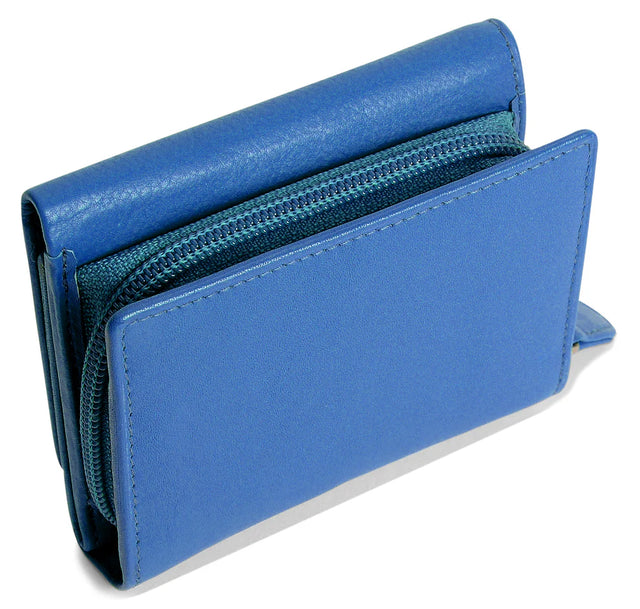 Saddler Carla Leather Compact Trifold Purse - Electric Blue