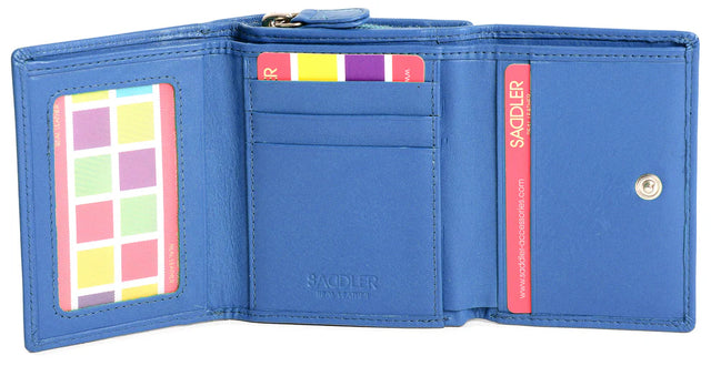 Saddler Carla Leather Compact Trifold Purse - Electric Blue