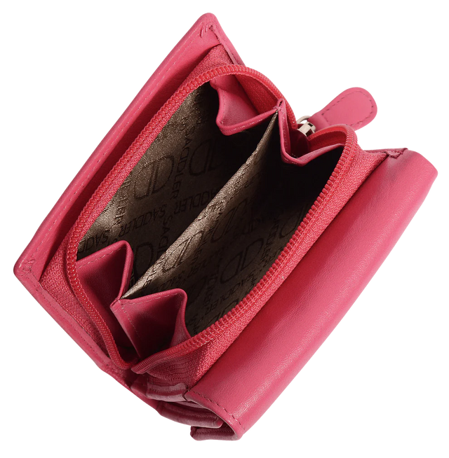 Saddler Carla Leather Compact Trifold Purse - Fuschia