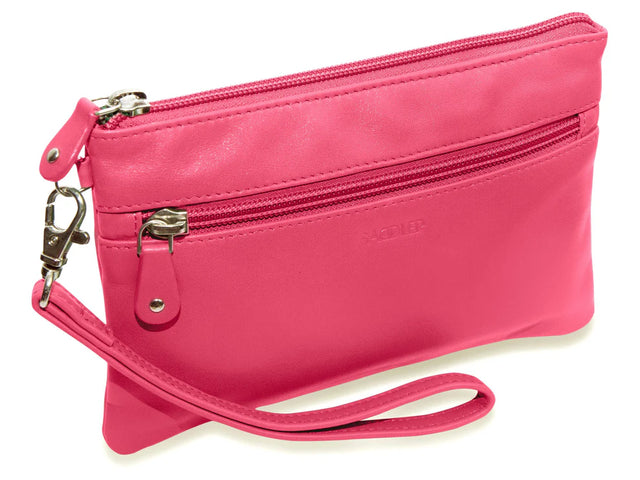 Saddler Scarlett Leather Zip Top Mini Clutch - Fuchsia
