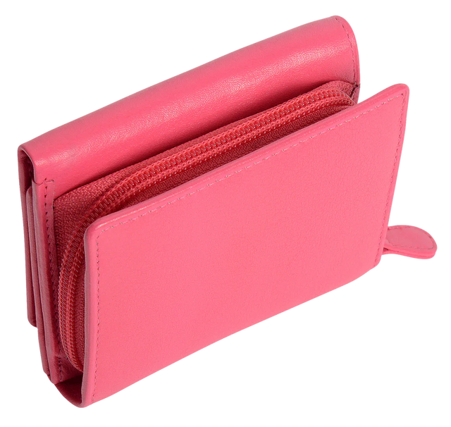 Saddler Carla Leather Compact Trifold Purse - Fuschia