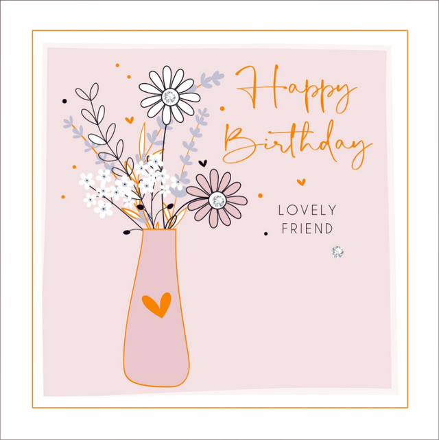 Friend Birthday Flower Vase Card