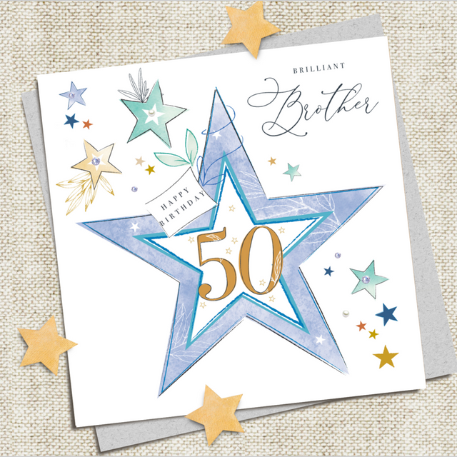 Brother 50th Star Birthday Card