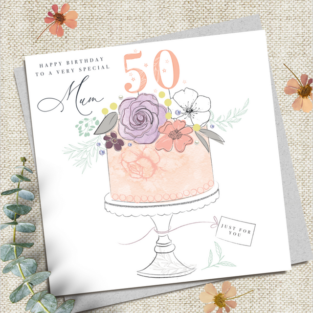 Mum Cake 50th Birthday Card