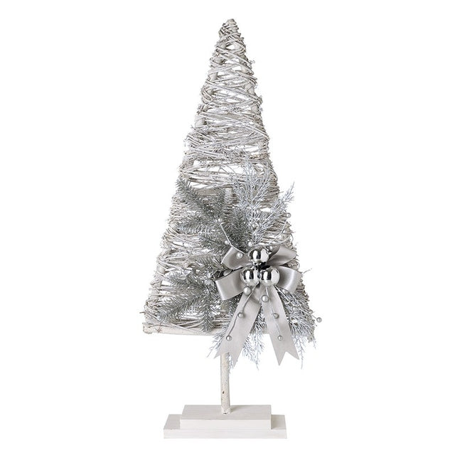 White Wood Twig Tree With Bow Ornament Large