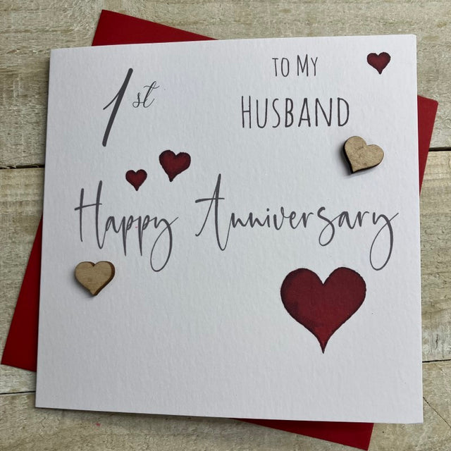 White Cotton 1st Anniversary Husband Card