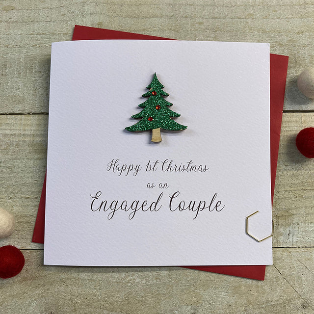 White Cotton 1st Christmas Engaged Card