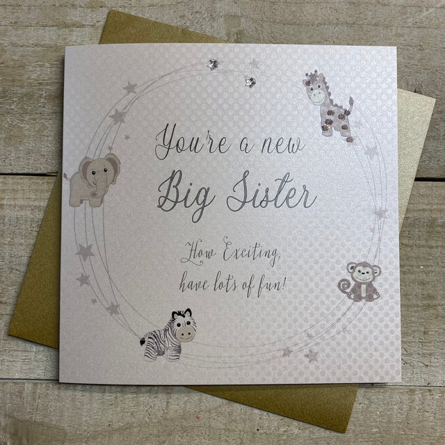 White Cotton New Big Sister Card