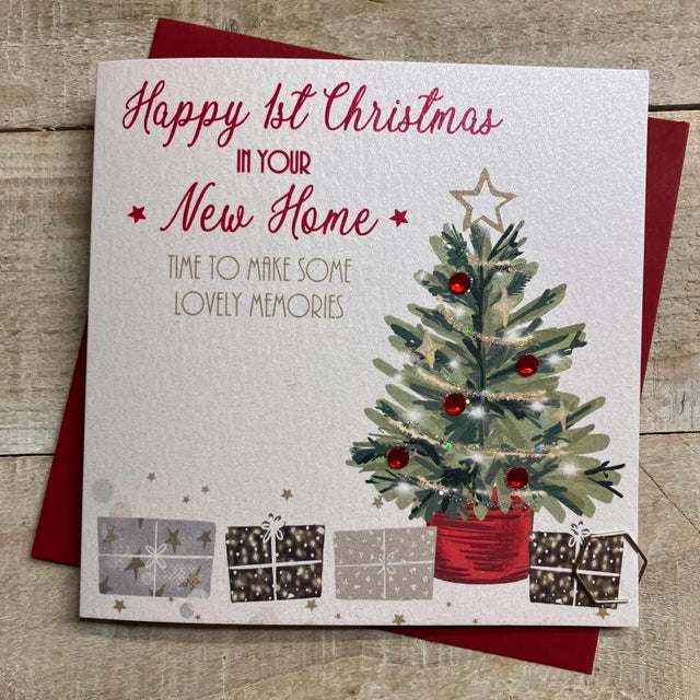 White Cotton New Home Christmas Card