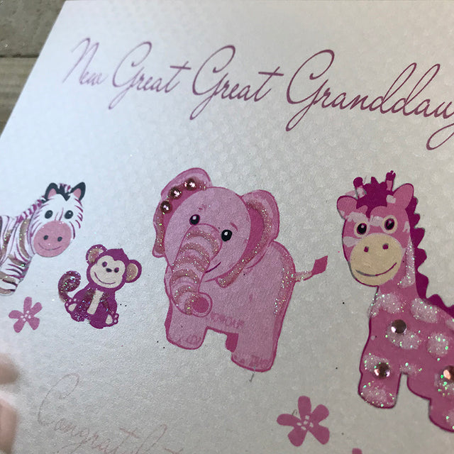 White Cotton New Great Great Granddaughter Card