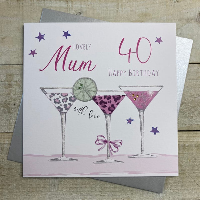 Mum 40th Birthday Large Card - Cocktails