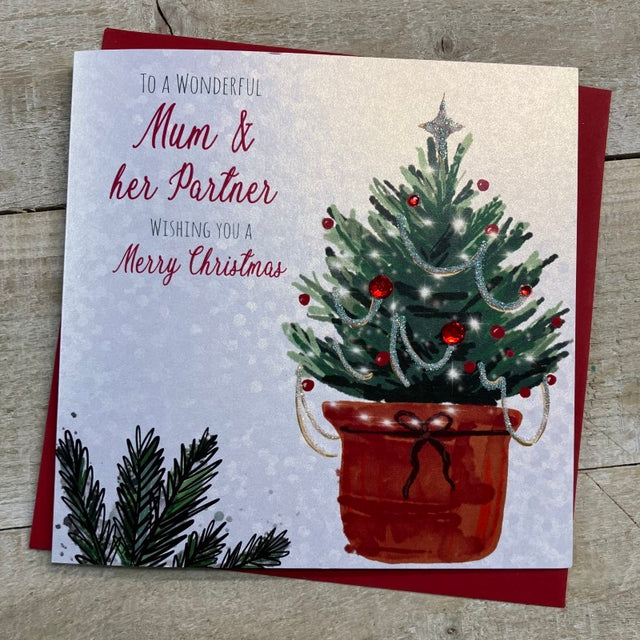 White Cotton Mum & Partner Christmas Card