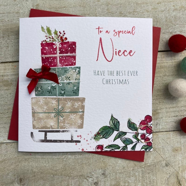 White Cotton Niece Christmas Card