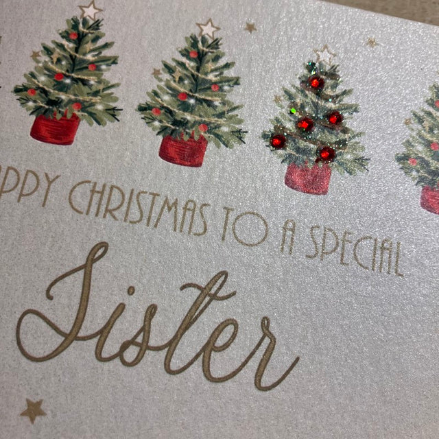 White Cotton Sister Christmas Card