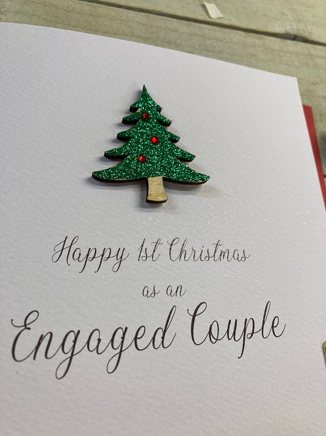 White Cotton 1st Christmas Engaged Card