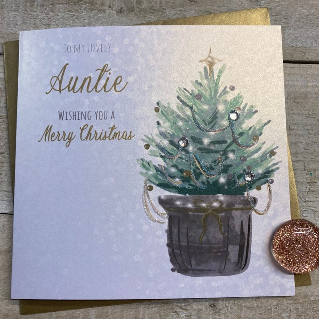 White Cotton Auntie Christmas Card