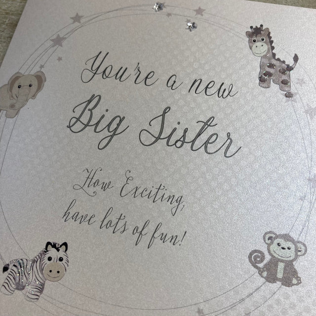 White Cotton New Big Sister Card