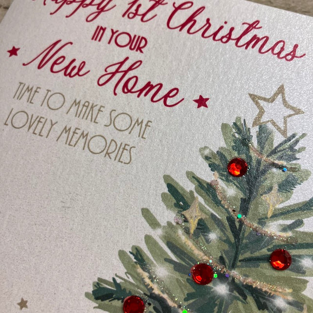White Cotton New Home Christmas Card