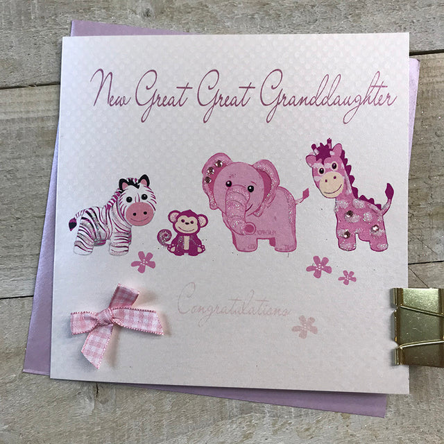 White Cotton New Great Great Granddaughter Card