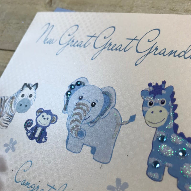 White Cotton New Great Great Grandson Card