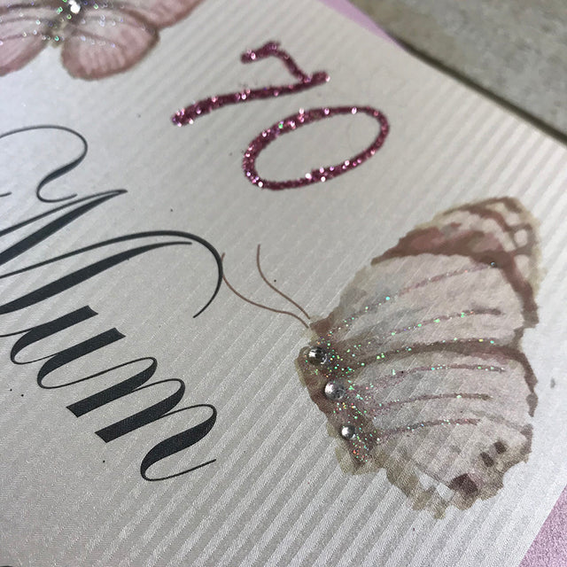 Mum 70th Birthday Card - Butterflies