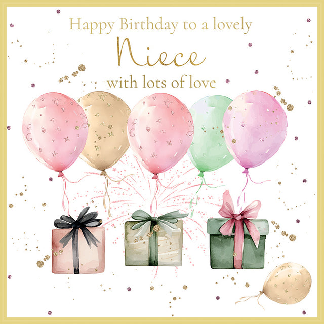 Lovely Niece Birthday Card - Balloons