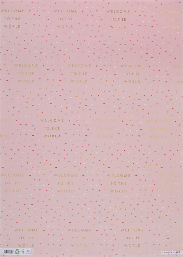 Welcome To The World Pink Gift Wrap