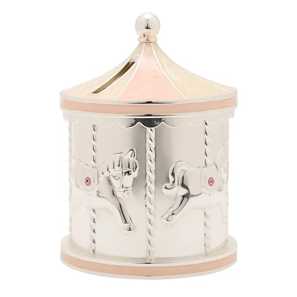 Pink Carousel Silver-Plated Money Bank