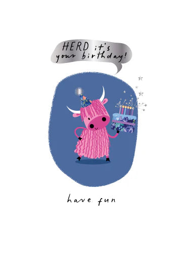 Herd Its Your Birthday Pink Cow Card