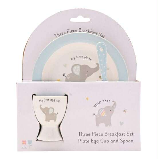 Baby Boy 3 Piece Bowl, Egg Cup & Spoon Set - Blue