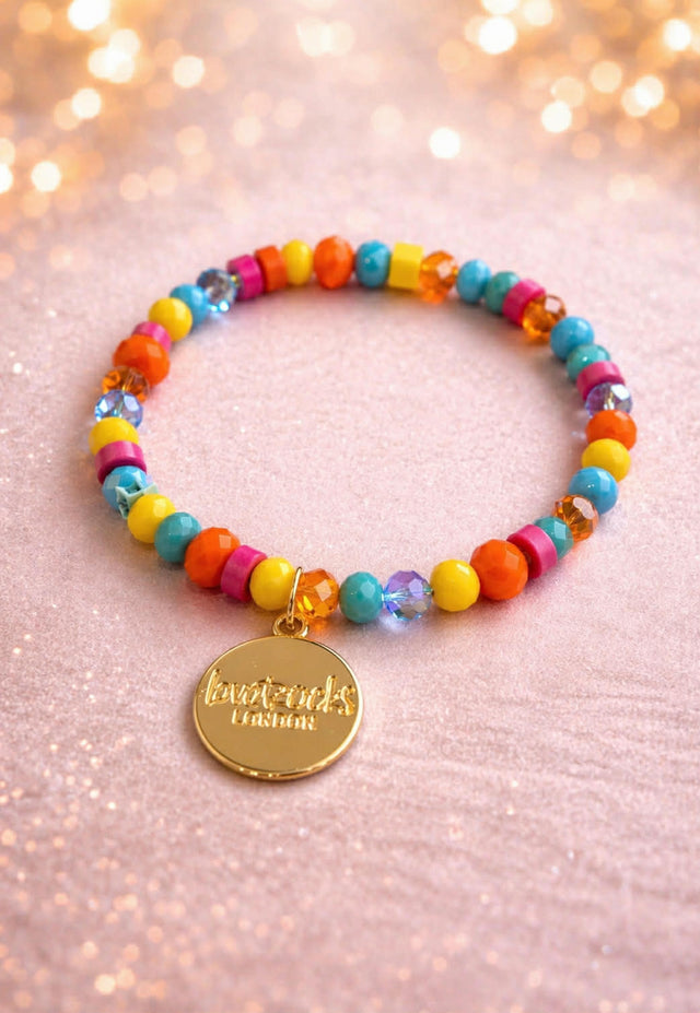 Multi Colour Bead Bracelet Gold