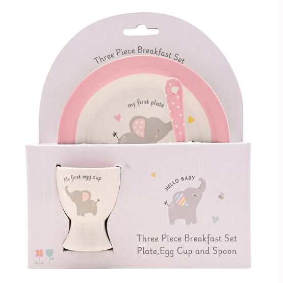 Baby 3 Piece Bowl, Egg Cup & Spoon Set - Pink