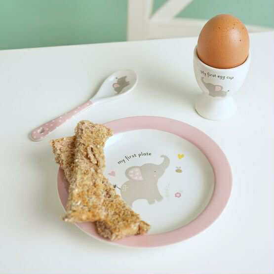 Baby 3 Piece Bowl, Egg Cup & Spoon Set - Pink