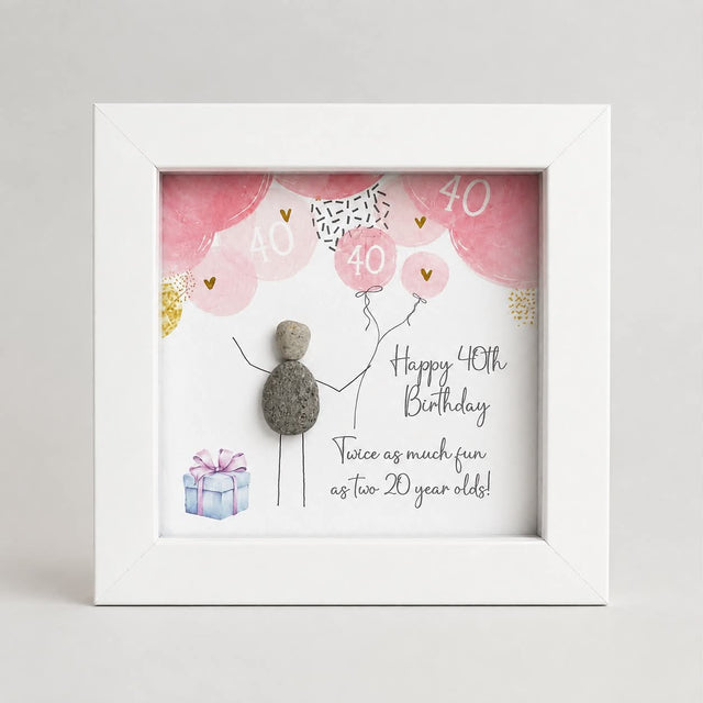 Mini Pebble Picture - Happy 40th Birthday