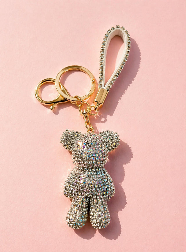 Teddy Bag Charm - Silver