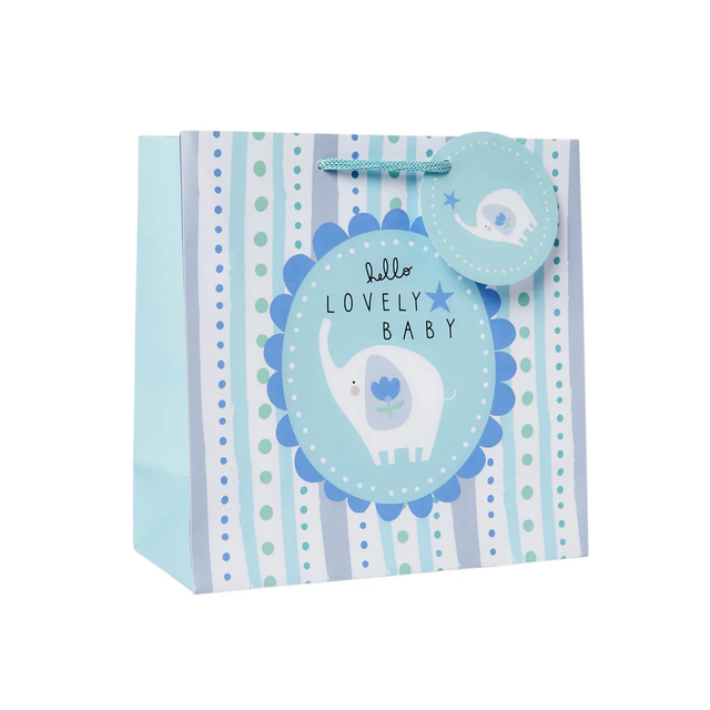 Hello Baby Blue Medium Gift Bag