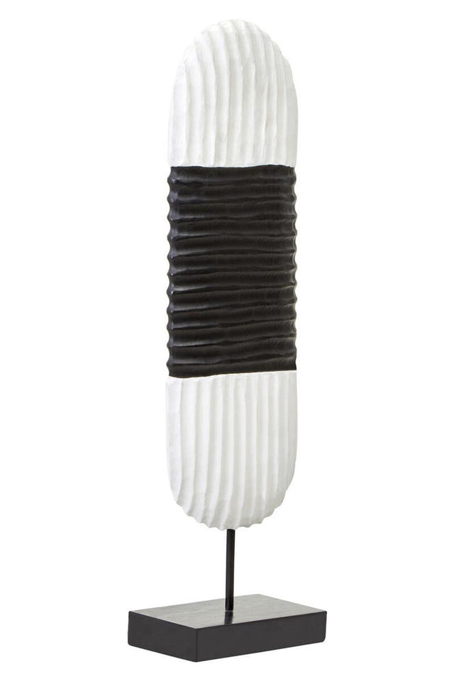 Black & White Mango Wood Oblong Sculpture