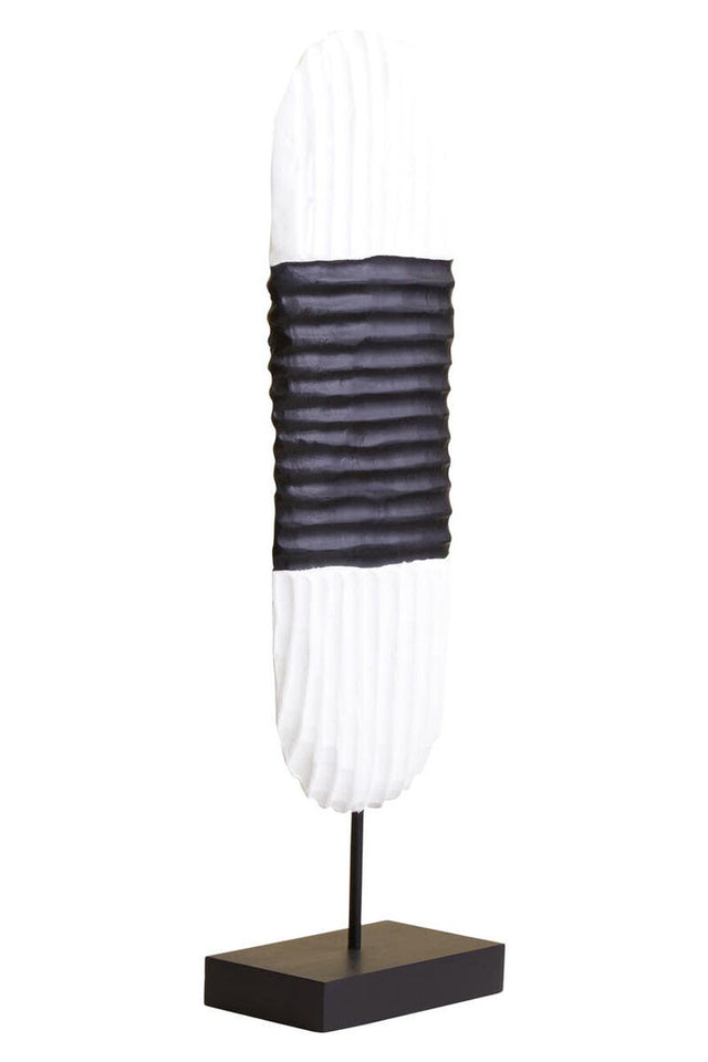 Black & White Mango Wood Oblong Sculpture