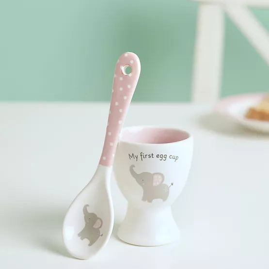 Baby 2 Piece Egg Cup & Spoon Set - Pink