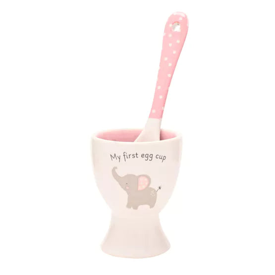 Baby 2 Piece Egg Cup & Spoon Set - Pink