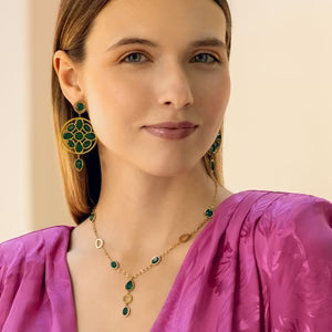 Zinnia Drops Necklace - Green