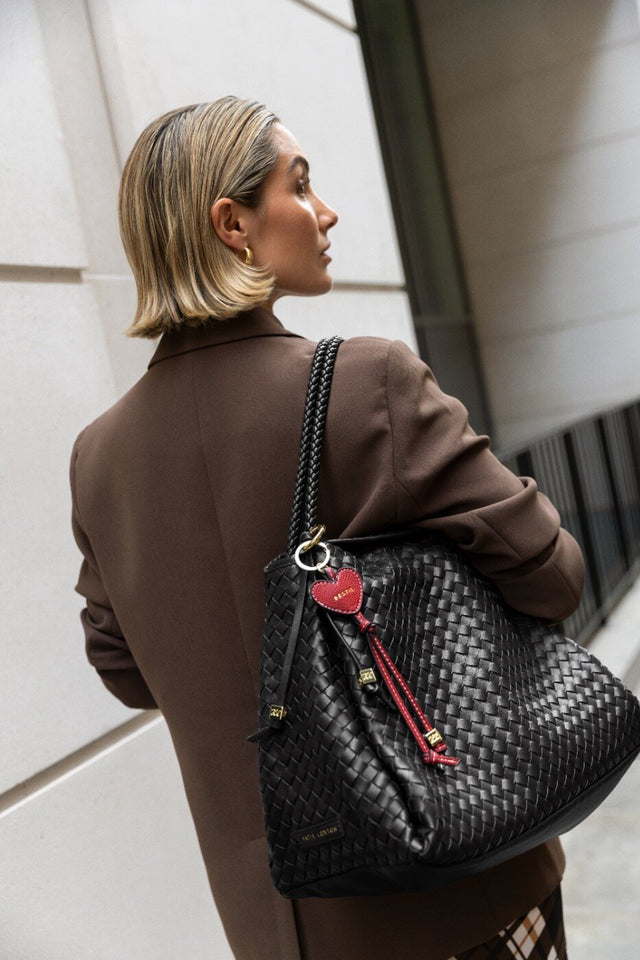Katie Loxton Nova Hand Woven Large Shoulder Bag - Black