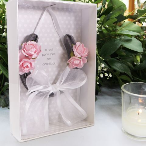 Real Horseshoe with Pink Flowers