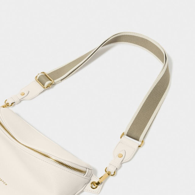 Katie Loxton Stripe Canvas Bag Strap - Light Khaki Stripe
