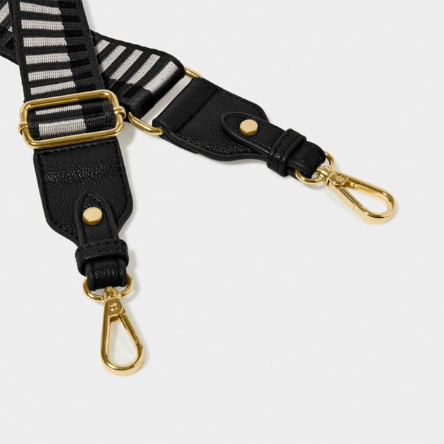 Katie Loxton Geometric Canvas Strap - Khaki/Black/Light Pink