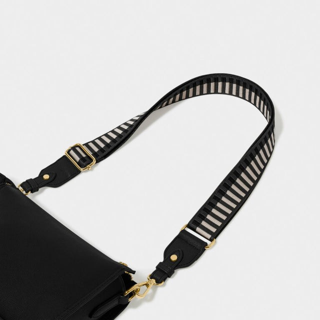 Katie Loxton Geometric Canvas Strap - Khaki/Black/Light Pink