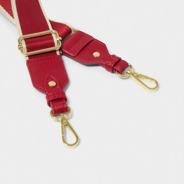 Katie Loxton Stripe Canvas Strap - Garnet Red
