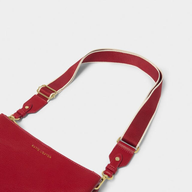 Katie Loxton Stripe Canvas Strap - Garnet Red
