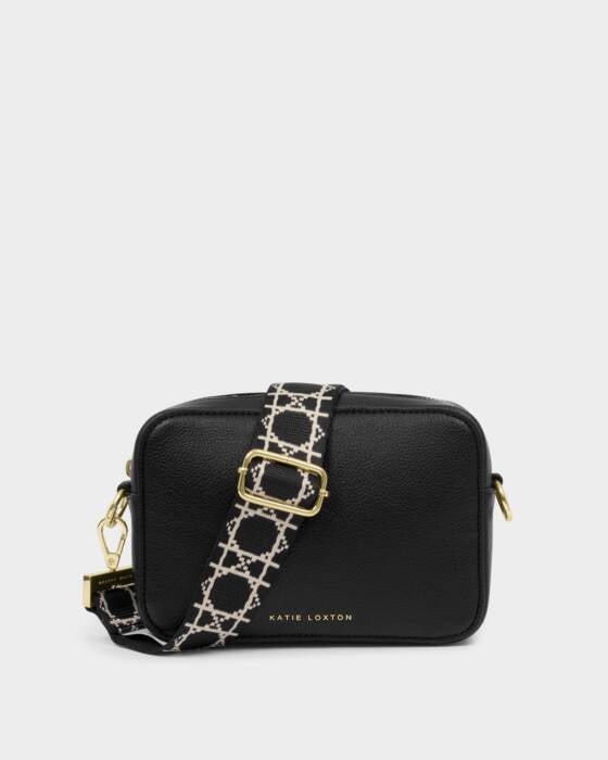 Katie Loxton Black Geometric Canvas Strap