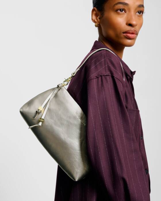 Katie Loxton Nova Textured Patent Bag - Pewter